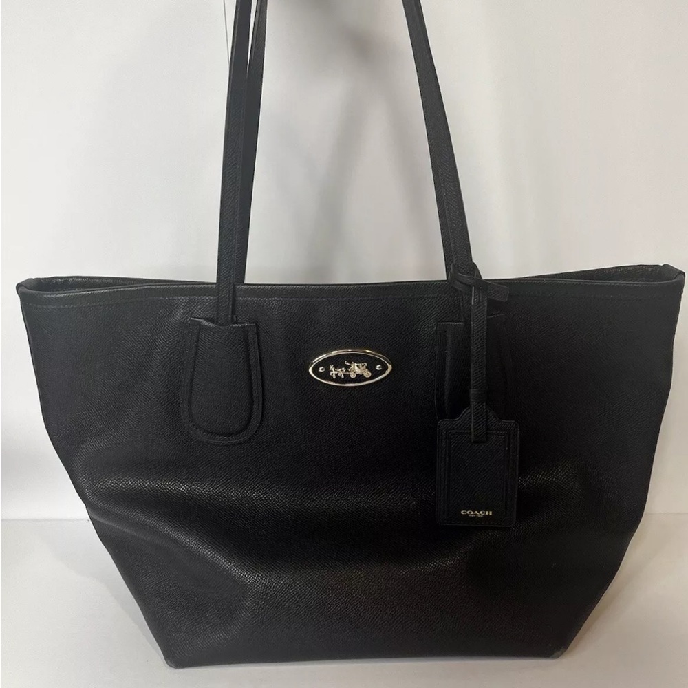 Coach Black Leather Tote Bag Crossgrain Taxi 17x11